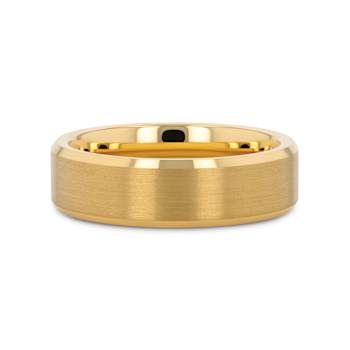 HONOR Gold-Plated Tungsten Beveled Polished Edges Flat Ring with Brushed
Center 6mm