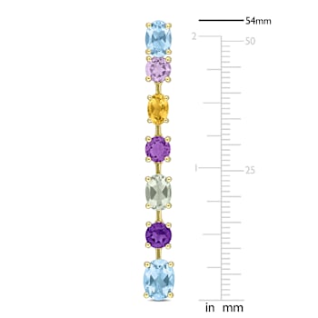 Multi Gem 14K Yellow Gold Earrings 10.12ctw