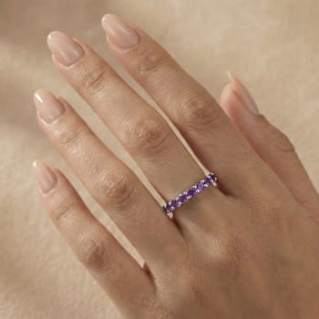 Amethyst Stackable Band Ring In Sterling Silver