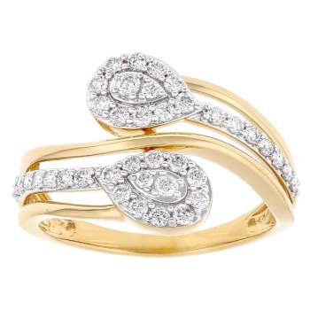 Contemporary Lab-Grown Diamond Bypass Ring In 14K Gold Over Sterling Silver