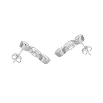 White Cubic Zirconia Platinum Over Silver April Birthstone Earrings 8.10ctw