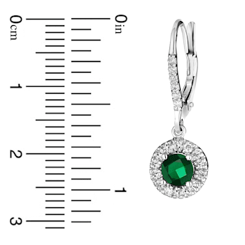 0.52ctw Emerald and Diamond Earrings in 14k White Gold