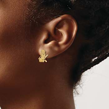 14k Yellow Gold Textured Beach Chair Stud Earrings