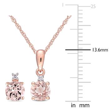 Morganite & Diamond Accent 10K Rose Gold Earrings & Pendant Set 1.47ctw