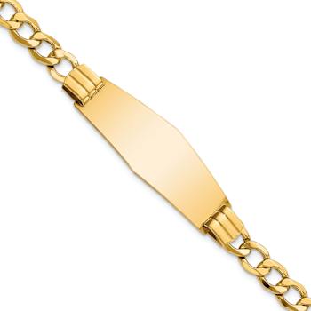 14k Yellow Gold Soft Diamond Shape Curb Link ID Bracelet