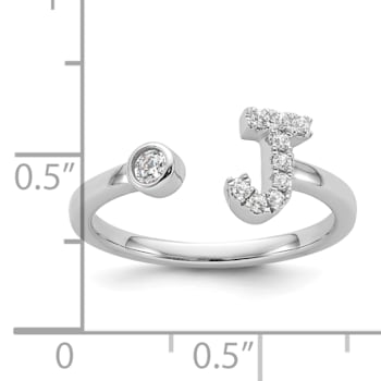 Rhodium Over 14K White Gold Lab Grown Diamond VS/SI GH, Initial J
Adjustable Ring