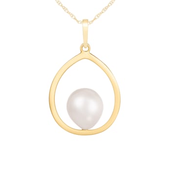 14k Yellow Gold Dangling Cultured 9mm Freshwater Pearl Pendant, 18"
Chain Included