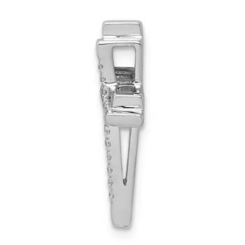 Rhodium Over 14k White Gold Diamond Double Cross Chain Slide Pendant