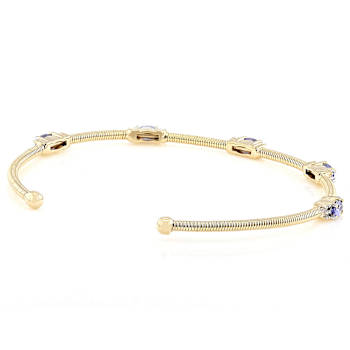 Tanzanite And White Zircon Cuff Bracelet In 18K Gold Over Sterling
Silver 1.10ctw