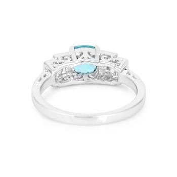 Rhodium Over Sterling Silver Paraiba Blue Apatite and Lab Grown Diamond
Mixed Cut Ring 1.71ctw
