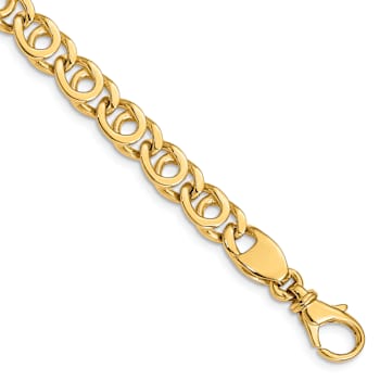 14k Yellow Gold 7mm Hand Polished Fancy Link Bracelet
