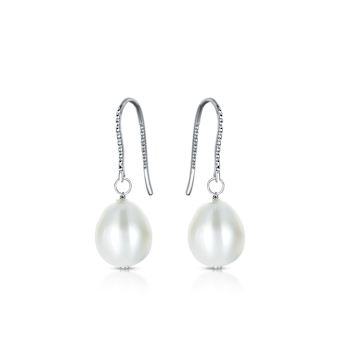 Pear Shape Saltwater Pearl Drop Earrings In Sterling Silver