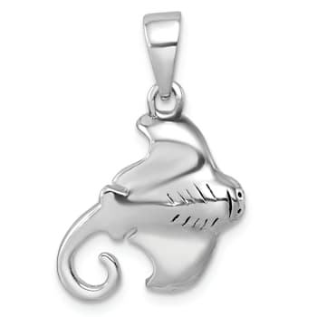 Rhodium Over Sterling Silver Polished Cownose Stingray Pendant