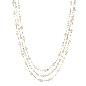 1928 Jewelry Gold Tone Base Metal Three Strand Simulated Pearl Chain
Necklace 16" Adj.