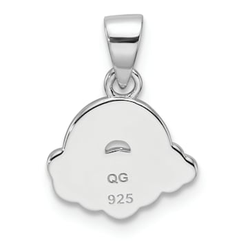 Rhodium Over Sterling Silver Multi-color Enamel Rainbow Children's Pendant