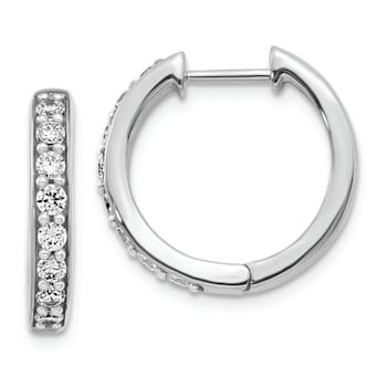 Rhodium Over 14K White Gold Lab Grown Diamond SI1/SI2, G H I, Hinged
Hoop Earrings