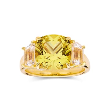 Lab Created Yellow Sapphire and White Topaz 18K Yellow Gold Over
Sterling Silver 3-Stone Ring