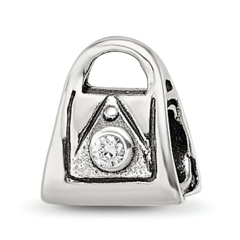 Sterling Silver Cubic Zirconia Handbag Bead
