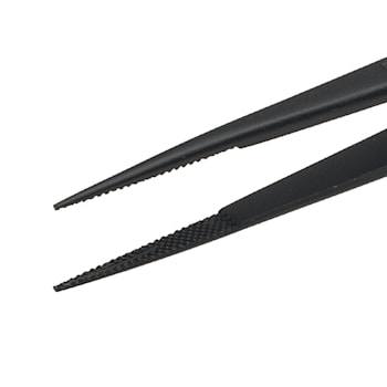 6 1/4 inch Fine Tip Stainless Steel Gemstone Tweezers With Black Finish