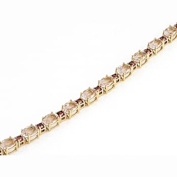 Morganite And Pink Color Shift Garnet Tennis Bracelet In Solid 10K
Yellow Gold 7.80ctw