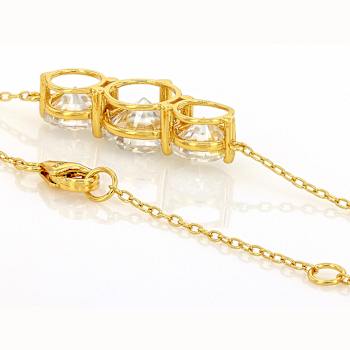Three-Stone Moissanite Necklace In 14K Gold Over Sterling Silver