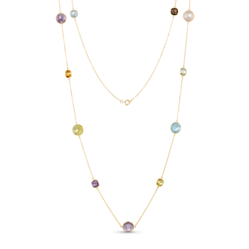 Multi-Gem 14k Yellow Gold 34" Necklace 40.08ctw