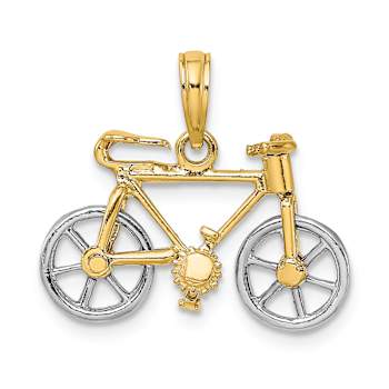 14k Two-tone Gold 3D Bicycle with Moveable Tires Charm