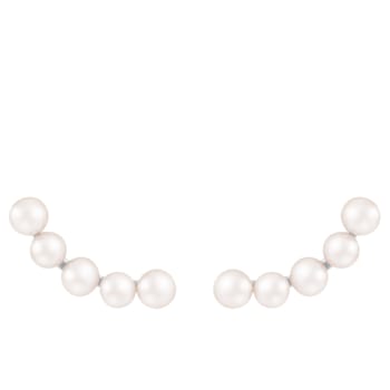 White Cultured Freshwater Pearl Rhodium Over Sterling Silver 3-4mm
Button Earrings