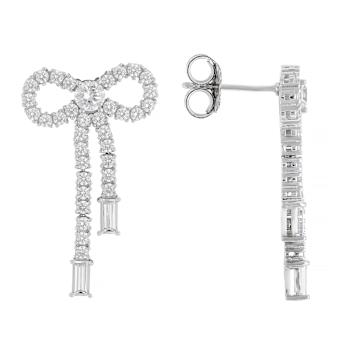 Bow Earrings With CZ In Sterling Silver