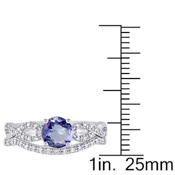 Tanzanite and Diamond 10k White Gold Ring 1.14ctw
