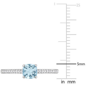 Sky Blue Topaz & Diamond 10K White Gold Ring 0.88ctw