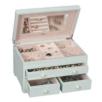 Mele and Co Bianca Wooden Jewelry Box in Seafoam Finish
