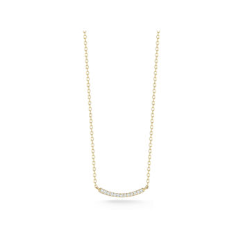 Bellissima Gold 14K Yellow Gold Diamond Dainty Curved Bar Necklace