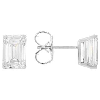 Lab-Grown Diamond Emerald-Cut Stud Earrings In 14K White Gold 3.00ctw