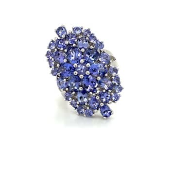 Rhodium Over Sterling Silver Mixed Shape Tanzanite Ring 4.97ctw
