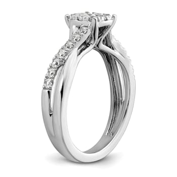 Rhodium Over 14K White Gold Lab Grown Diamond VS/SI GH, Cluster Ring 0.511ctw