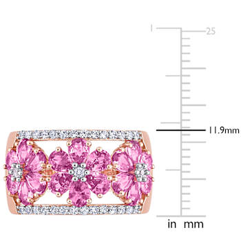 Pink, White Sapphire 14K Rose Gold Ring 3.92ctw