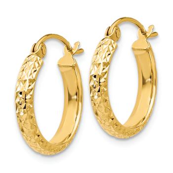 14k Yellow Gold Diamond-Cut 5/8" Hoop Earrings