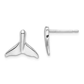 Rhodium Over Sterling Silver Polished Whale Tail Post Earrings