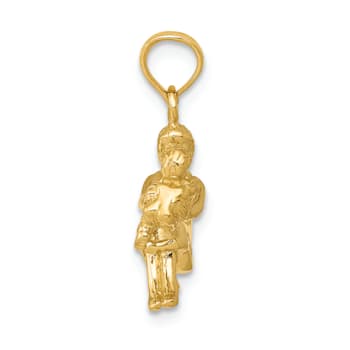 14k Yellow Gold 3D Textured Mother holding child Pendant