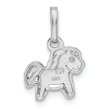 Rhodium Over Sterling Silver Polished Pony Children's Pendant