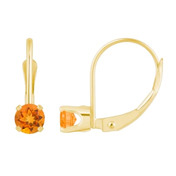 4mm Round Citrine 14k Yellow Gold Drop Earrings