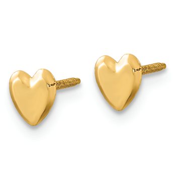 14k Yellow Gold Children's 5mm Heart Stud Earrings