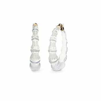 14K Yellow Gold Over Sterling Silver Acrylic and Hand Painted Enamel
Bamboo Illusion Hoops in Dove
