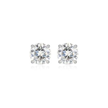 Round Moissanite Platineve Stud Earrings 2.40ctw DEW