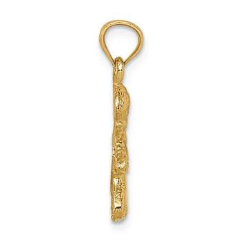 14k Yellow Gold Polished and Diamond-Cut Praying Girl Pendant