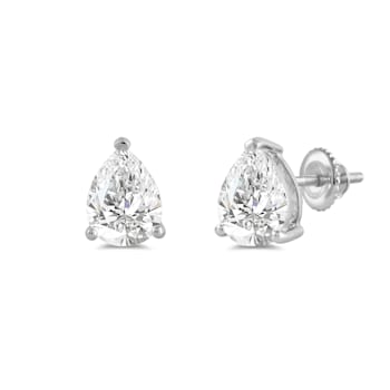 White Cubic Zirconia 14k White Gold Studs With Velvet Gift Box 3.00ctw