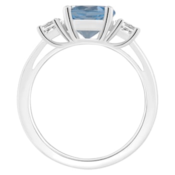 8mm Round Sky Blue Topaz And White Topaz Rhodium Over Sterling Silver
3-Stone Ring