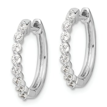 Rhodium Over 14K White Gold Lab Grown Diamond SI1/SI2, G H I, Hinged
Hoop Earrings