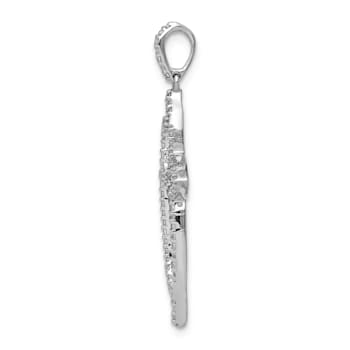 Rhodium Over 14K White Gold 1/4ct. Diamond Fancy Cross Pendant